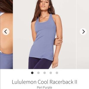 Lululemon Cool Racerback II Peri Purple sz6